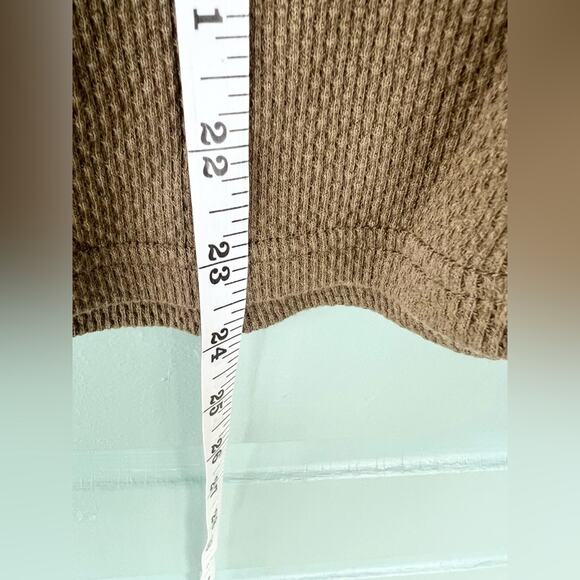 Free People Switch It Up Thermal long sleeve top olive green crochet sleeve boho - Picture 10 of 11